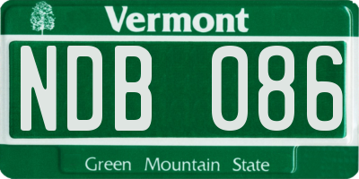 VT license plate NDB086