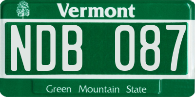 VT license plate NDB087