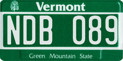 VT license plate NDB089