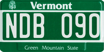 VT license plate NDB090