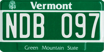 VT license plate NDB097
