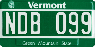 VT license plate NDB099
