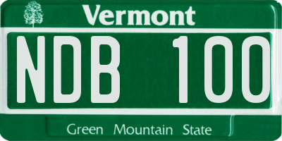 VT license plate NDB100