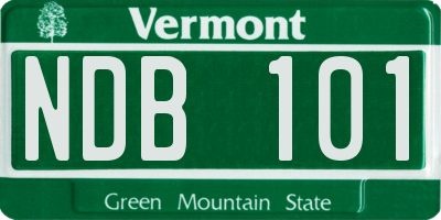 VT license plate NDB101