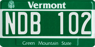 VT license plate NDB102
