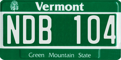 VT license plate NDB104