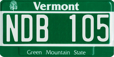 VT license plate NDB105