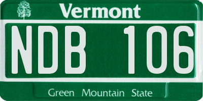 VT license plate NDB106