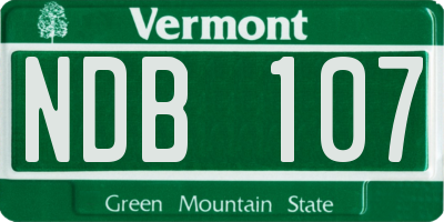 VT license plate NDB107