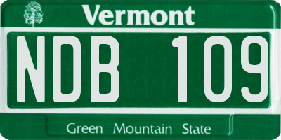 VT license plate NDB109