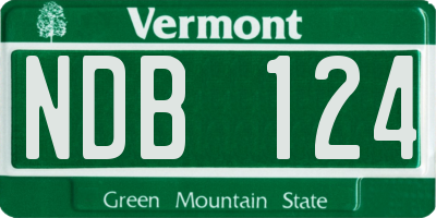 VT license plate NDB124