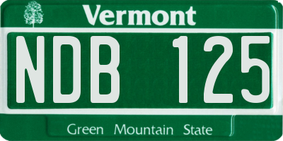 VT license plate NDB125