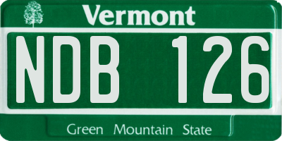 VT license plate NDB126