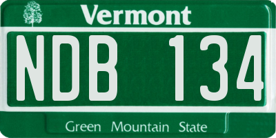VT license plate NDB134