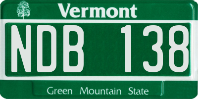 VT license plate NDB138