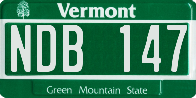 VT license plate NDB147