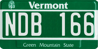 VT license plate NDB166