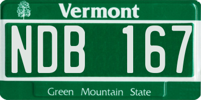 VT license plate NDB167