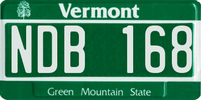 VT license plate NDB168