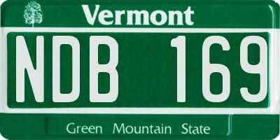 VT license plate NDB169