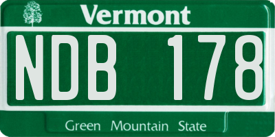 VT license plate NDB178