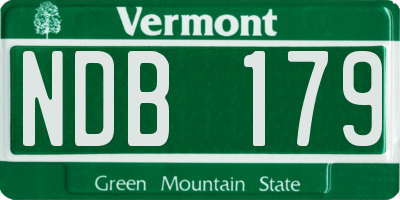 VT license plate NDB179