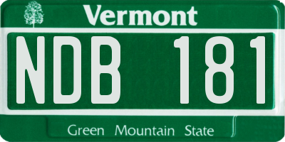 VT license plate NDB181