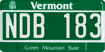 VT license plate NDB183