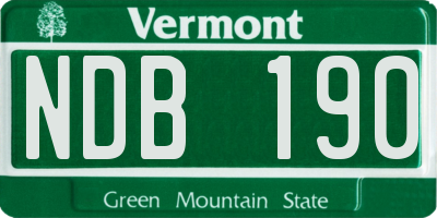 VT license plate NDB190