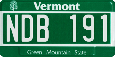 VT license plate NDB191