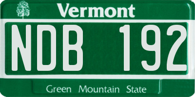 VT license plate NDB192