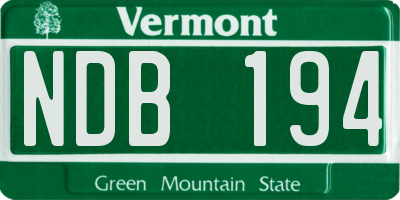 VT license plate NDB194