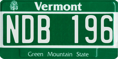 VT license plate NDB196