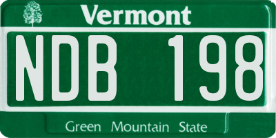 VT license plate NDB198