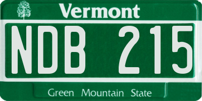VT license plate NDB215