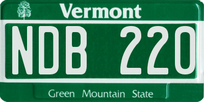 VT license plate NDB220