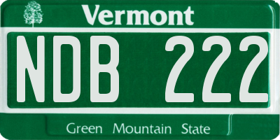 VT license plate NDB222