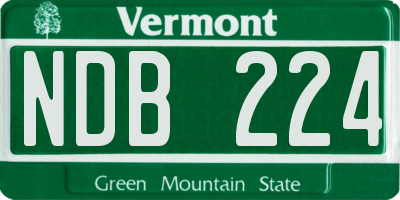 VT license plate NDB224