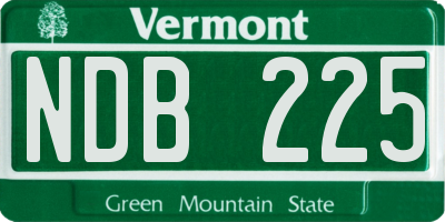 VT license plate NDB225