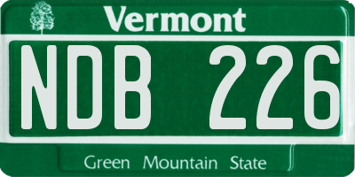 VT license plate NDB226