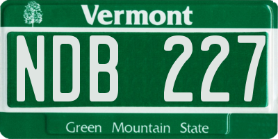 VT license plate NDB227