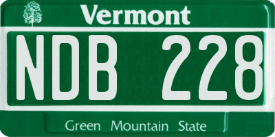 VT license plate NDB228