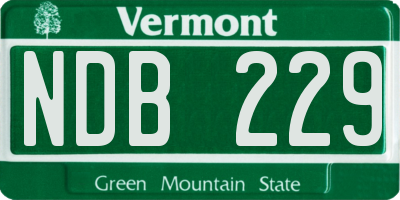 VT license plate NDB229