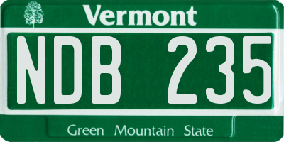 VT license plate NDB235