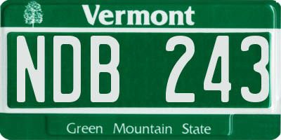 VT license plate NDB243