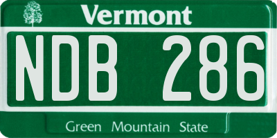 VT license plate NDB286