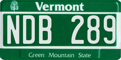 VT license plate NDB289