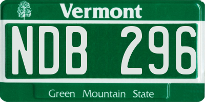 VT license plate NDB296