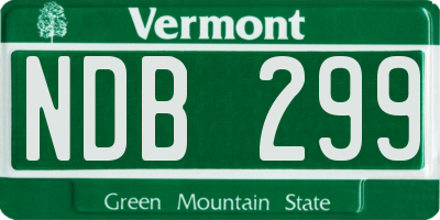 VT license plate NDB299