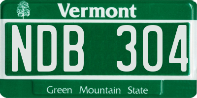 VT license plate NDB304